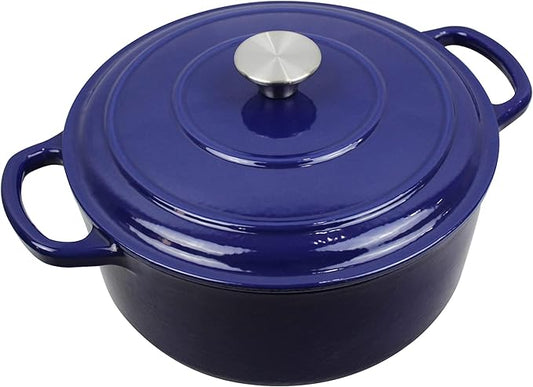 Commercial Grade, Cast Iron Enameled Cookware (Blue, Duch Oven 4qt)