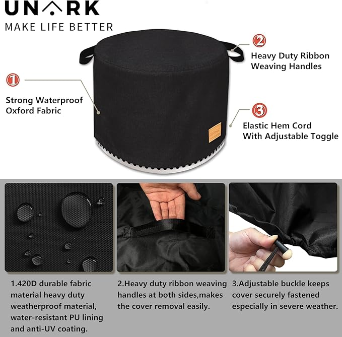 Round Fire Pit Cover For Yukon 27 Inch Yukon Fire Pit Cover, Heavy Waterproof Protective Yukon Fire Pit Accessories (Black)