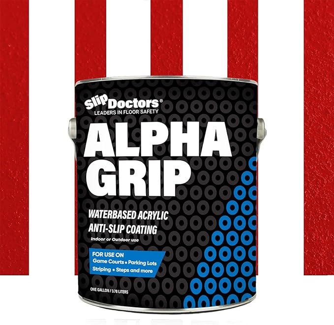 Alpha Grip Non-Slip Paint for Concrete & Asphalt – Non-Skid Coating Ideal for Striping Parking Lots, Playgrounds & Pavements (Red, 1 Gallon)