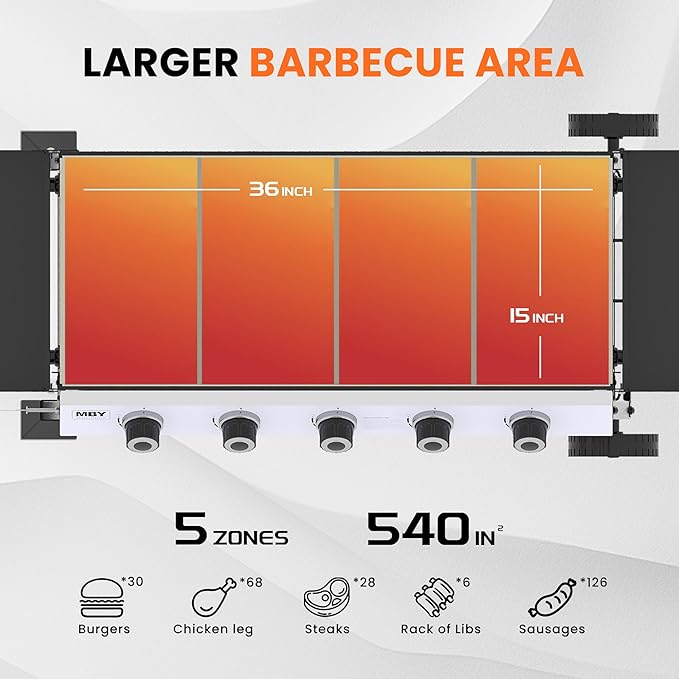 36 Inch Outdoor Flat Top Gas Propane Griddle with 5 Burners 50,000BTU,Powder Coated Steel Portable Gas Grill with Side Shelves for BBQ,Camping,Backyard