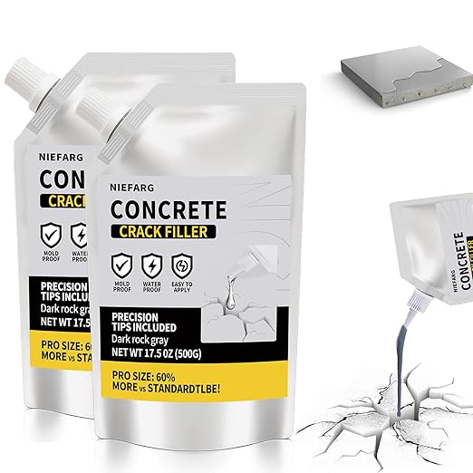 Concrete Crack Filler for Driveway, High Elasticity Cement Crack Filler, Self Leveling Quick Drying Sealing Adhesive for Outdoor, Patio, Waterproof (35.3 Floz)