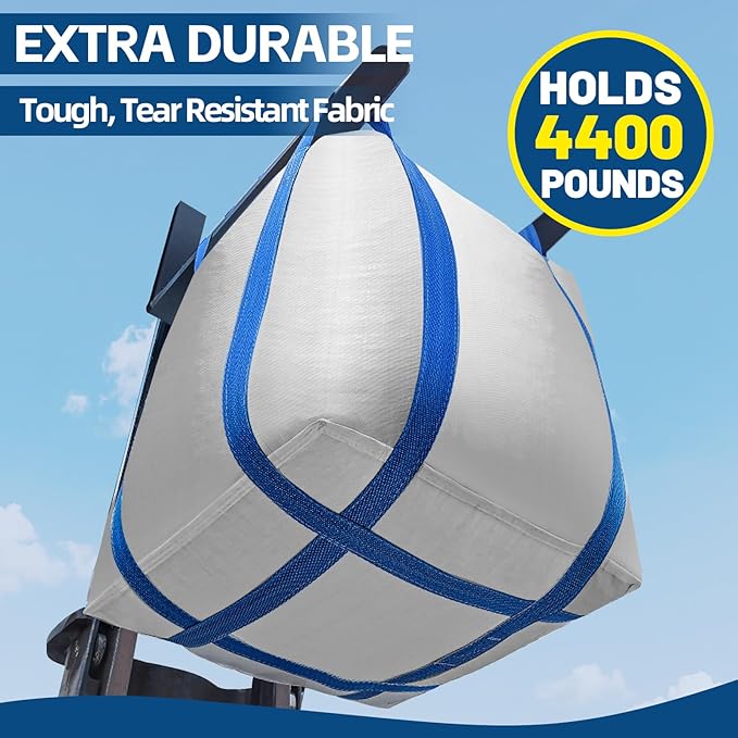 2 Packs FIBC Bulk Bags,Holds up to 4400 lbs Construction Bags Heavy Duty,210-Gallon Woven Polypropylene Dumpster Bag for Industry Agriculture and Construction,Sealable Top