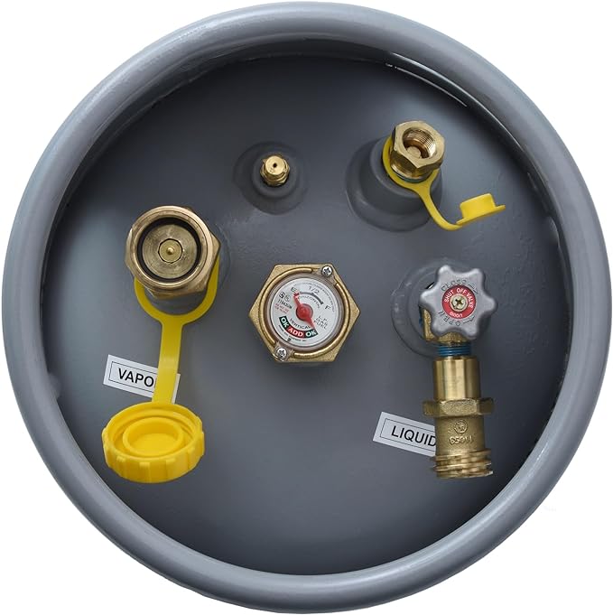 Flame King YSN335 - 33.5LB Steel Forklift Propane Tank Cylinder with Built-in Gauge, Gray