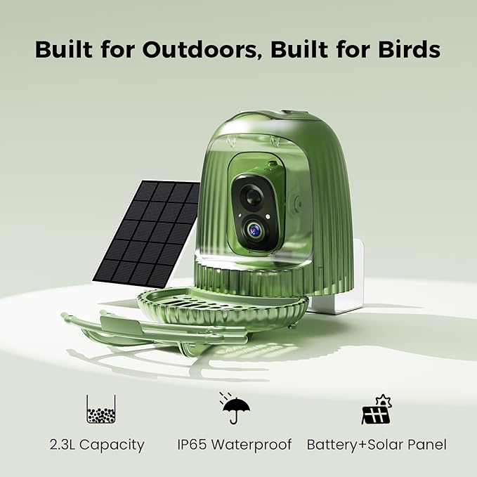 HIXX Smart Bird Feeder Camera with AI Bird Recognition, Squirrel-Proof with Retractable Perch, 4MP Color Night Vision & Vertical View, Solar Light Gift for Birding Lovers (White Light)