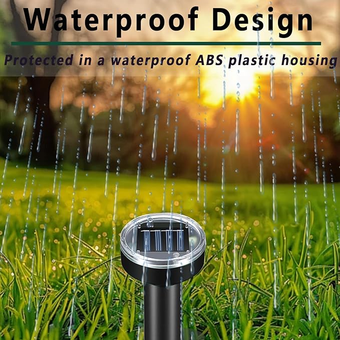 Mole Repellent 10P Solar-Powered Deterrent Stake, Sonic Spikes Get Rid for Snake, Groundhog, Gopher, Vole, Deer, Repellent for Lawns Garden & Yard Black