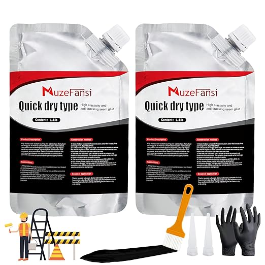 Asphalt Crack Filler, Asphalt Concrete Crack Repair Sealant, Waterproof Self-Leveling Crack Filler for Outdoor Cracks, Driveways, and Sidewalks(2 Pack,2.21LB)