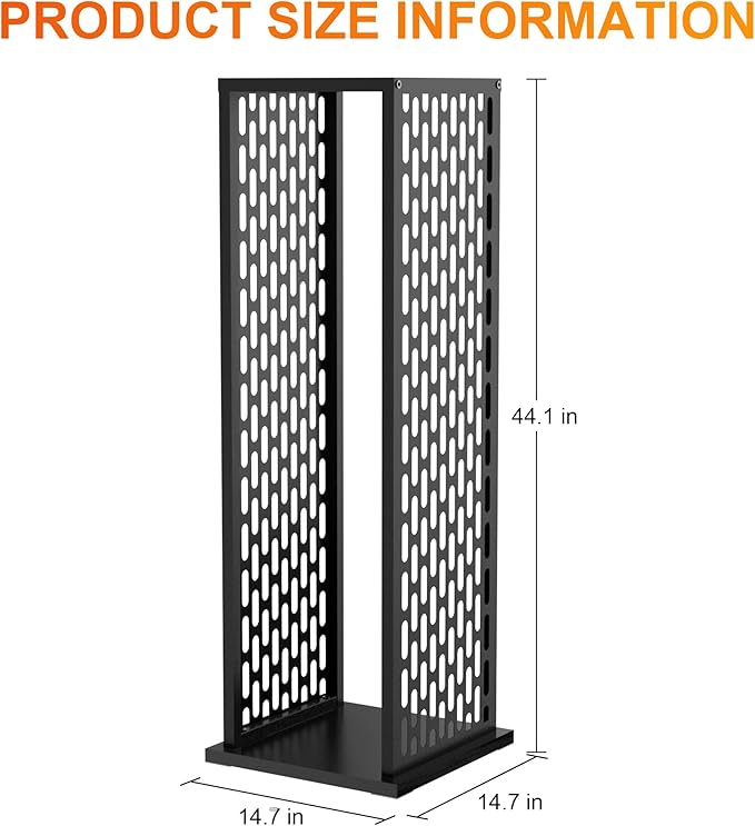 Firewood Rack, Wood Stacker Firewood Outdoor, Black Metal, 44.1 Inches, 1000 lbs Capacity, Indoor Decorative Wood Holder for Woodshed, Storeroom, Basement (Ellipticalhole)