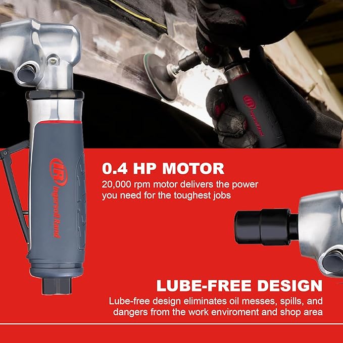 Ingersoll Rand 5102MAX Air Die Grinder – Right Angle, Ergonomic Grip, 0.4 HP and 20,000 RPM Motor, Lightweight Tool, Spindle Lock, Grey
