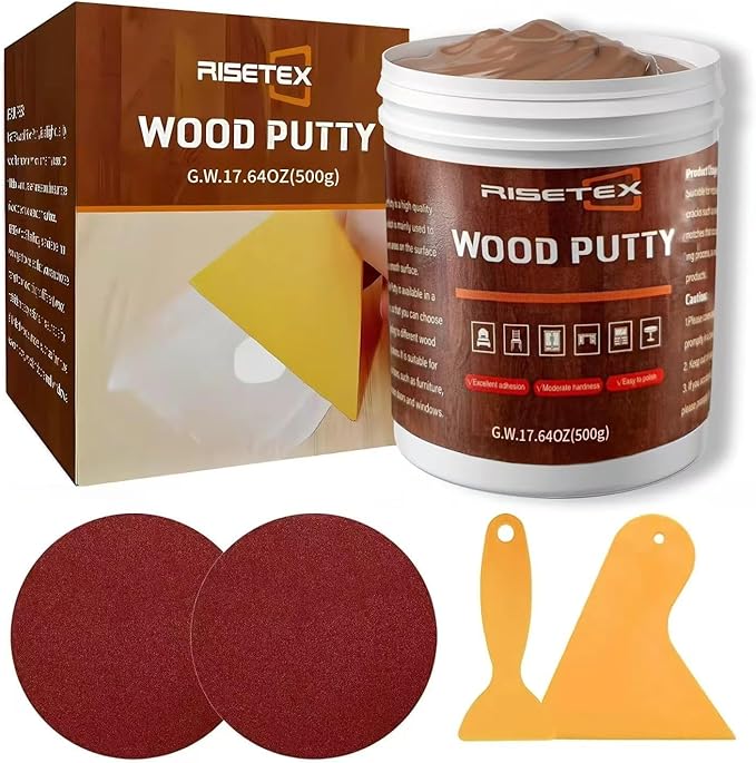 Wood Putty，Wood Filler，Wooden Putty Stainable，17.64 Ounce Walnut Repair Kit Paintable for Quickly Repair Any Breaks，Cracks，Chips，Defects in Wooden Furniture,Easy to Use and Sand