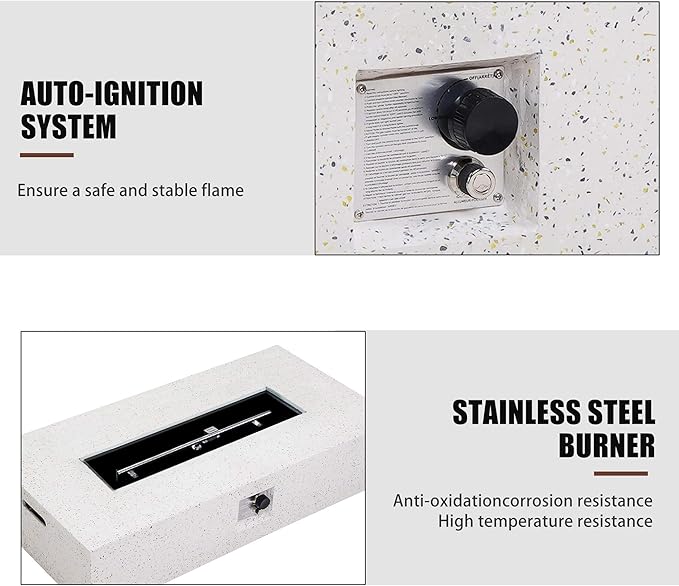 56 Inch Propane Fire Pit Table, Rectangle Outdoor Fire Table w Blue Fire Glass(50,000 BTU), Patio Firepit Table Gas Fire Table w Rain Cover for Outside, Backyard