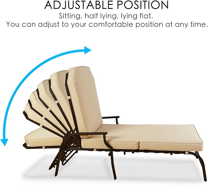 Kozyard Maya Chaise Lounge - Outdoor Patio Recliner Chair, Comfortable Patio Lounge Chair, Elegant Chaise Lounge Chair for Relaxation, Perfect Outdoor Recliner Chair (Tan)