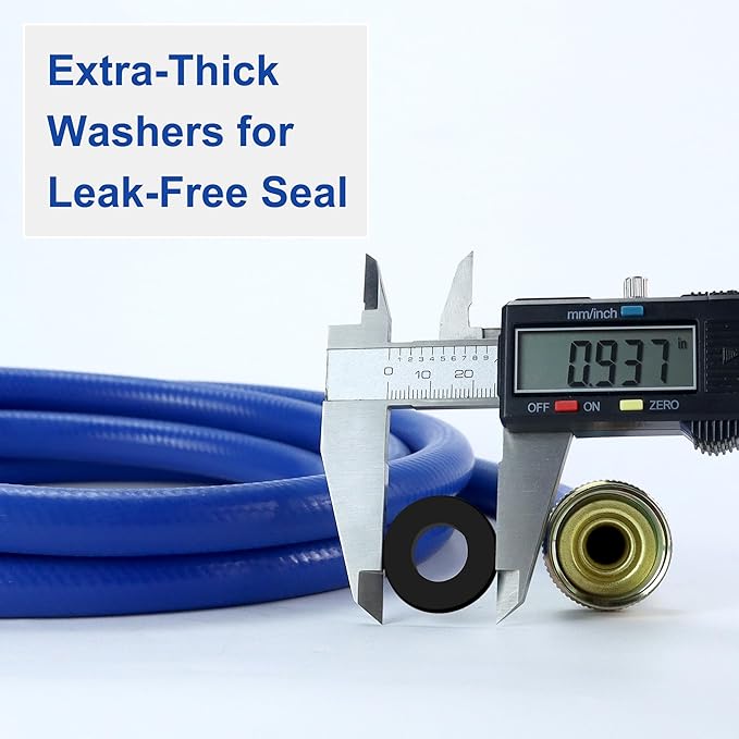2 PACK Rubber Washing Machine Hoses Burst Proof Red and Blue Coded Washer Machine for Hot and Cold Water 3/4" Connection Supply Lines by Fetechmate Washer Hoses (10 FT)