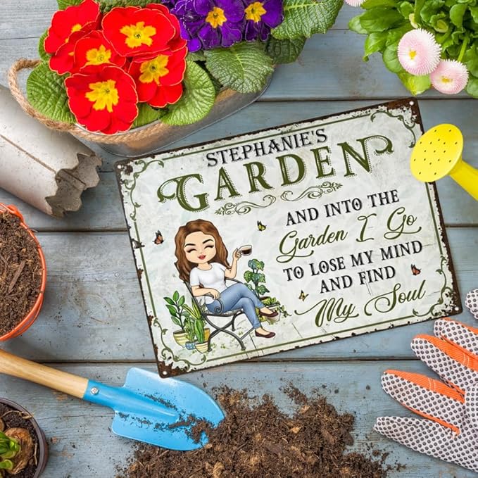 And Into The Garden I Go Gardening, Decor Sign, Personalized Custom Classic Metal Signs Garden Yard Wall Decorative Metal Sign (1)