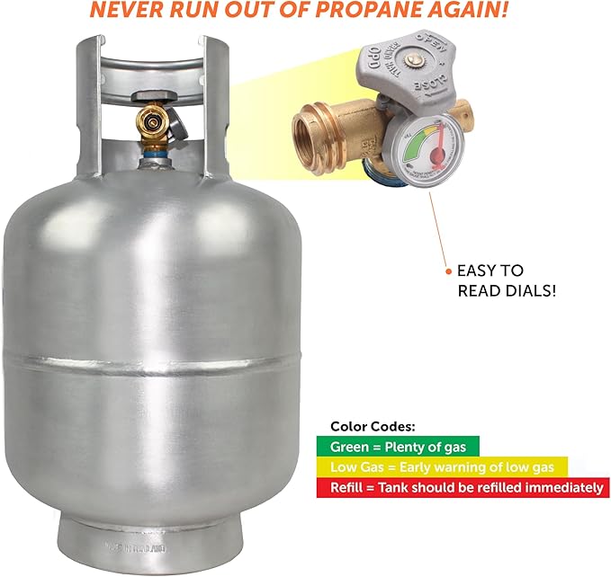 Flame King 20LB Aluminum Propane Tank with Gauge & OPD Valve, Corrosion-Resistant and Rust-Free, Lightweight, Great for Marine Applications, Grills and BBQs, Camping, Fishing, & Outdoor Activities