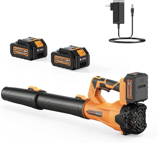 Leaf Blower Cordless, 650 CFM/170 MPH, 6-Speed Levels with 2 X 4.0Ah Battery, Handheld Leaf Blower, Electric Blowers for Lawn Care, Garden, Yard (Yellow & 2 Battery)
