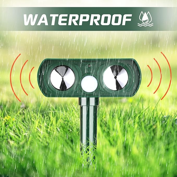 4 Pack Ultrasonic Animal Repellent Solar Deer Repllent Devices Cat Repellent Outdoor Animal Deer Deterrent Scare Squirrel, Raccoon, Skunk, Rabbit, Dog with Motion Detector for Yard Garden
