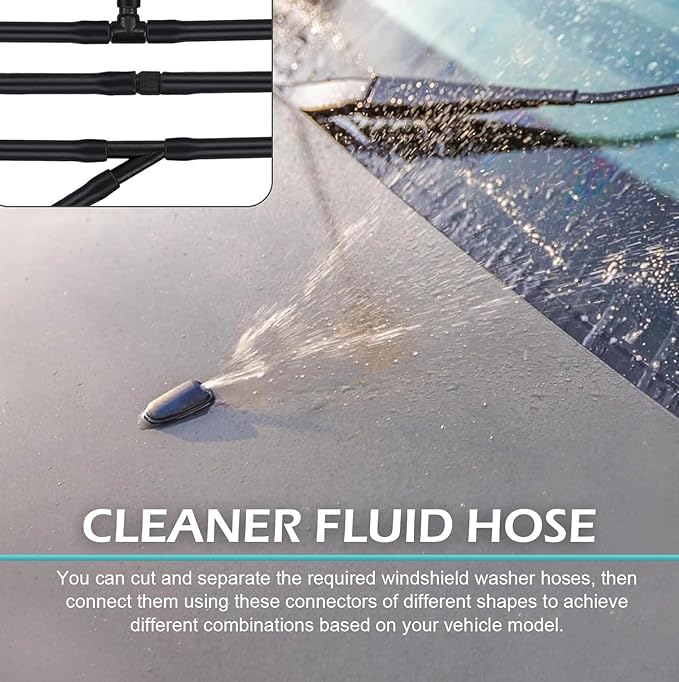 30 PCS Car Windshield Washer Hose Kit, 4M/13Ft Cleaning Hose with 30 Hose Connectors, Universal Windshield Repair Kit, for Most Cars (Black)
