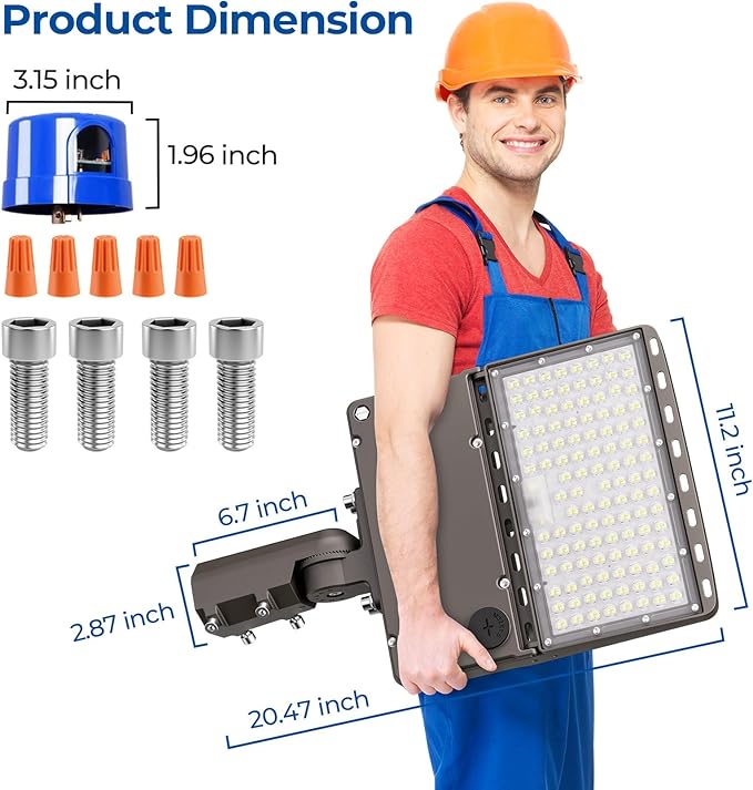 CINOTON LED Parking Lot Light - 32000LM 200W UL Listed - 0-10V Dim Dusk to Dawn - IP65 Adjustable Slipfitter Mount Outdoor Security Lighting for Yard Street Court Stadium Driveways, 5000K, 100-277V