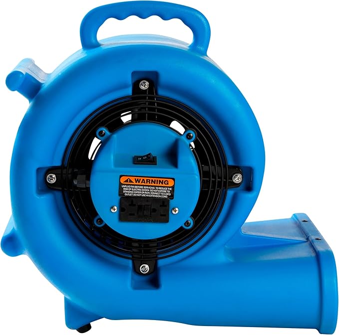 MOUNTO 1/3 HP 2000 CFM Air Mover for Water Damage Restoration – Heavy-Duty Carpet Dryer & Floor Blower Fan with 3 Speeds, Dual GFCI Outlets & 25ft Power Cord
