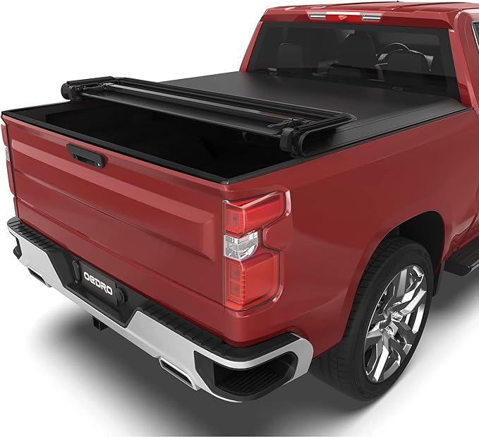 OEDRO Soft Quad Fold Truck Bed Tonneau Cover Compatible with 2019-2025 Chevy Silverado 1500 / GMC Sierra 1500, Fleetside 6.6 Ft Bed Without Multi-Flex Tailgate(Not for Legacy/Limited/2500 3500hd)