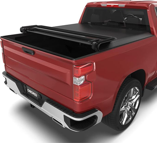 OEDRO Soft Quad Fold Truck Bed Tonneau Cover Compatible with 2019-2025 Chevy Silverado 1500 / GMC Sierra 1500, Fleetside 6.6 Ft Bed Without Multi-Flex Tailgate(Not for Legacy/Limited/2500 3500hd)