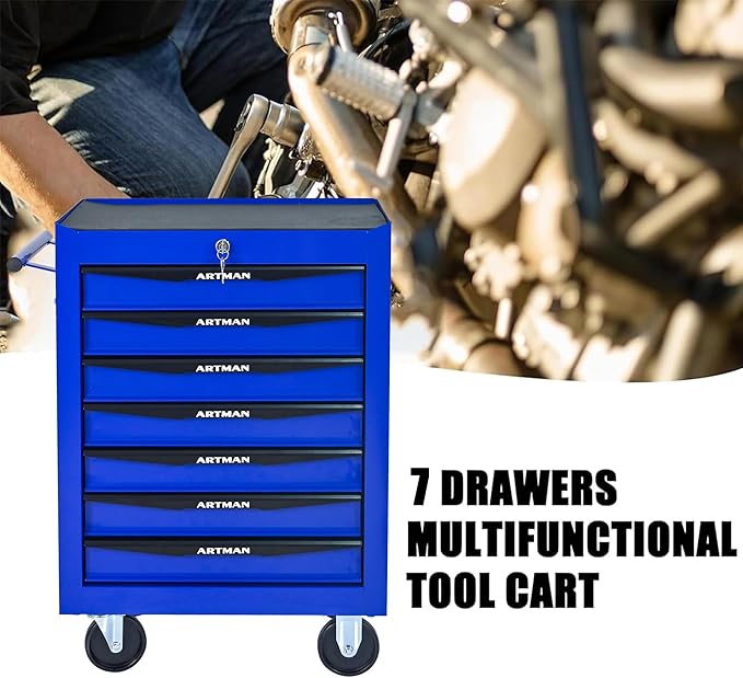 7 Drawers Tool Cart on Wheels, Multifunctional Rolling Tool Box, Drawers Rolling Trolley Organizer Tool Storage Chest for Warehouse,Garage,Workshop,Repair Shop (7 Drawers-30.5" H)