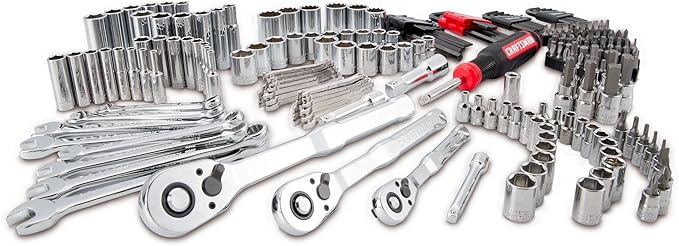 CRAFTSMAN 230 Pcs Mechanics Tool Set, Socket Wrench Set, Car Tool Kit with VERSASTACK Toolbox, SAE and Metric,1/4 in, 3/8 in, and 1/2 Drive, Short and Long Arm Hex Keys (CMMT45306)
