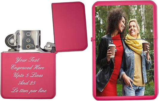 Custom Gifts Infinity Lighter! Personalize Lighter with Your Photo or Logo! Customized (Pink) - Christmas, Halloween & Valentines Day Gift