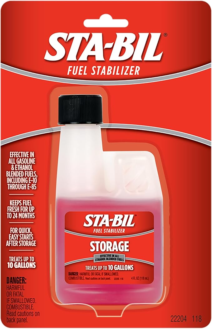 STA-BIL Storage Fuel Stabilizer - Keeps Fuel Fresh for 24 Months - Prevents Corrosion - Gasoline Treatment that Protects Fuel System - Fuel Saver - Treats 10 Gallons - 4 Fl. Oz. (22204)