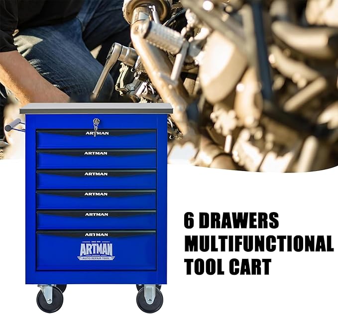 6 Drawers Tool Cart on Wheels, Multifunctional Rolling Tool Box, Drawers Rolling Trolley Organizer Tool Storage Chest for Garage,Workshop,DIY Multiple Interconnectable(4 Drawers-30.5" H)