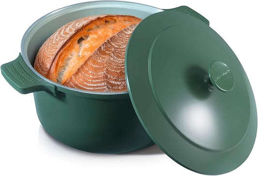 Gotham Steel 5 Qt Lightweight Dutch Oven Pot with Lid & Holders, Ceramic Non Toxic, Oven Safe & Even Heat Retaining Dutch Oven for Bread Baking Sourdough, Soup, Casserole, 70% Lighter than Cast Iron