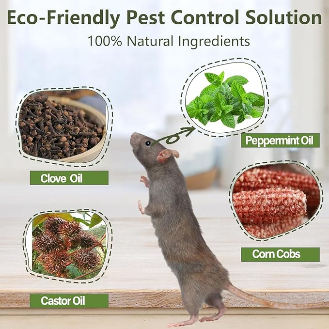 【𝐇𝐢𝐠𝐡𝐥𝐲 𝐄𝐟𝐟𝐞𝐜𝐭𝐢𝐯𝐞】 Mouse Rodent Repellent, Peppermint Oil Mouse Balls for Rat Mice, Ant, Roach, Spider, Squirrel, Insect Control Deterrent for Indoor Outdoor, for Garden & Home-24 Pcs