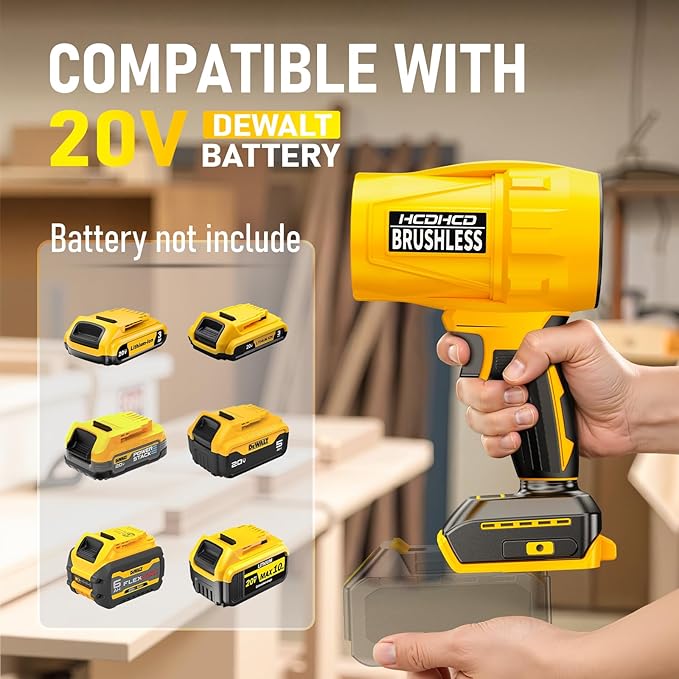 Cordless Leaf Blower for DeWALT 20V Battery,580000RPM Brushless Turbo Jet Blower with 3 Nozzles, Lightweight Handheld Blower for Patio, Lawn, Yard, Leaves, Dust, Garage & Snow Cleaning (No Battery)