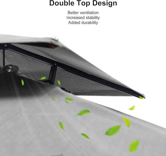 PURPLE LEAF 9' X 12' Double Top Cantilever Patio Umbrella Deluxe Large Outdoor Umbrella Rectangle Offset Umbrella with Fade Resistance for Garden Deck Pool Patio, Pebble Grey