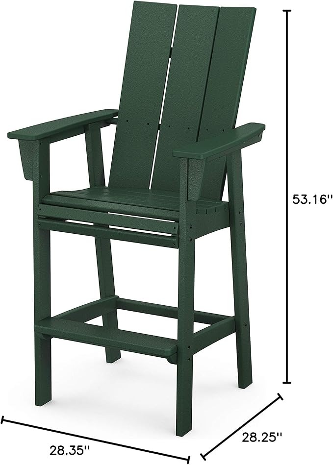 POLYWOOD® Modern Curveback Adirondack Bar Chair in Green