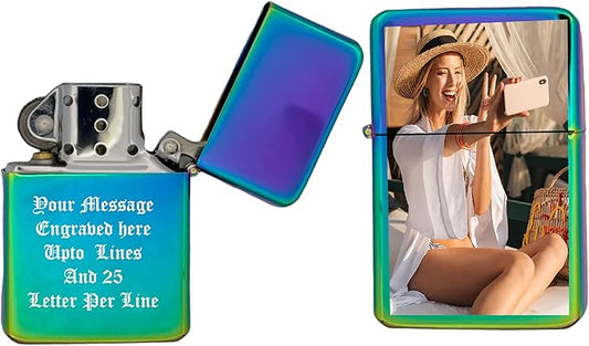 Custom Gifts Infinity Lighter! Personalize Lighter with Your Image or Logo! Customized (Rainbow) - Christmas, Halloween & Valentines Day Gift