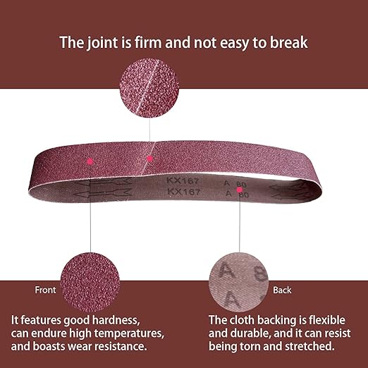 6x89 Inch Sanding Belts, 2Pcs 80 Grit Aluminum Oxide Abrasive Belts Multi-Grit Assortment for Wood & Metal Sanding/Polishing (2, 6x89 In-80Grit)