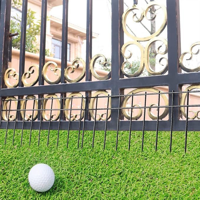 Adavin Small/Medium Animal Barrier Fence 20 Pack 20 in(L) X 10 in(H) Underground Decorative Garden Fencing, Dog Rabbits Fences Black Metal Fence Panel Ground Stakes for Outdoor Patio. Total 33.5 Ft