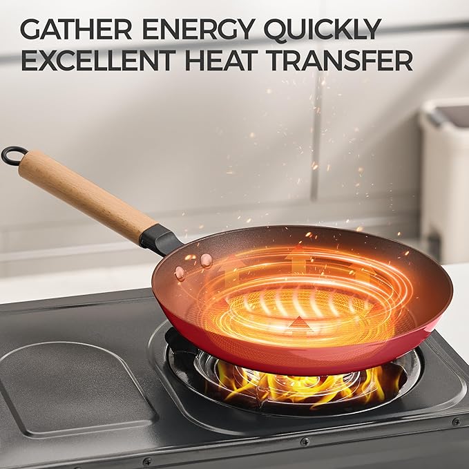 YUTANN Nonstick Frying Pan 10 inch, Ceramic Cast Iron Skillet, Lightweight Pre-seasoned Cast Iron Pan with Detachable Handle, Dishwasher & Oven Safe, Free of PFAS and PFOA