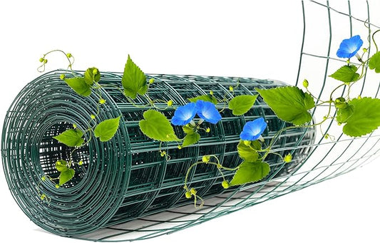 Green Metal Garden Fence, 72inch(H) x 100ft(L), 2 inch x 3 inch,14GA 2/3/4/5/6 Ft Tall Chicken Wire PVC Coated Welded Wire Mesh Roll for Dogs Border Yard Vegetable Plant Protection Poultry Netting