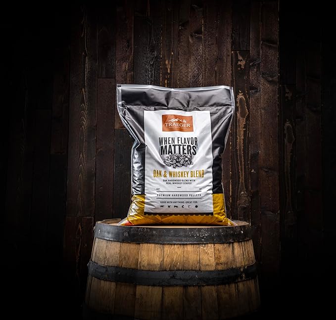 Traeger Grills Oak & Whiskey Blend 100% All-Natural Wood Pellets for Smokers and Pellet Grills, BBQ, Bake, Roast, and Grill, 18 lb. Bag (Pack of 2)