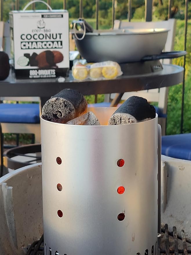 Coconut Charcoal BBQ Briquettes | Organic, Long-Burn, High Heat, Low Ash, No Sparks | Perfect for Christmas & Winter Grilling, Cookouts, Smokers & Roasting | Even Burn & Mild Flavor - 6PACK