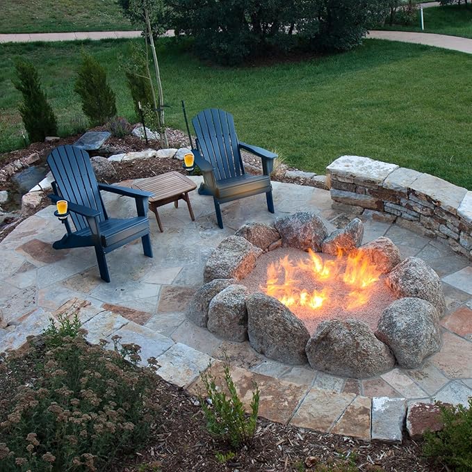 FUNBERRY Folding Adirondack Chair, All Weather HDPE Fire Pit Chairs with Cup Holder for Outdoor