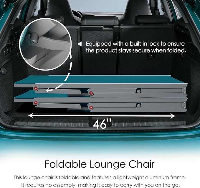 Kozyard Lounge Chair Outdoor Foldable Outdoor Lounge Chair (MintGreen Textilence W/O Table)