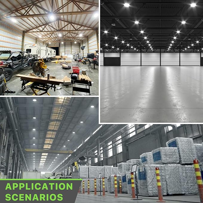 Glitgate LED High Bay Light 150W, 21000lm 5000K UFO Led High Bay Light(600W MH/HPS Equiv.), Commercial Bay Lighting with 5ft Cable US Plug for Garage Shop Barn Warehouse