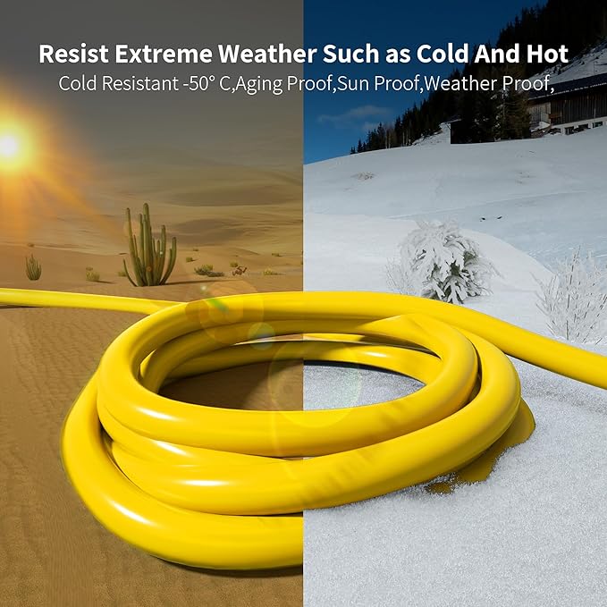 HUANCHAIN 12/3 Gauge Heavy Duty Outdoor Extension Cord 10 ft Waterproof with Lighted end, Flexible Cold-Resistant 3 Prong Electric Cord Outside, 15Amp 1875W 12AWG SJTW, Yellow, ETL