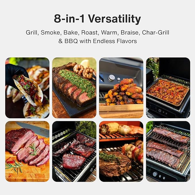 ASMOKE Essential V2 - Smart Portable Wood Pellet Grill & Smoker with 5" LCD Screen, 8-in-1 Grill,8H Battery, Effortless Cleaning, Wi-Fi Smart Control, 271 sq.in,Fit for Family BBQ & Outdoor Cooking