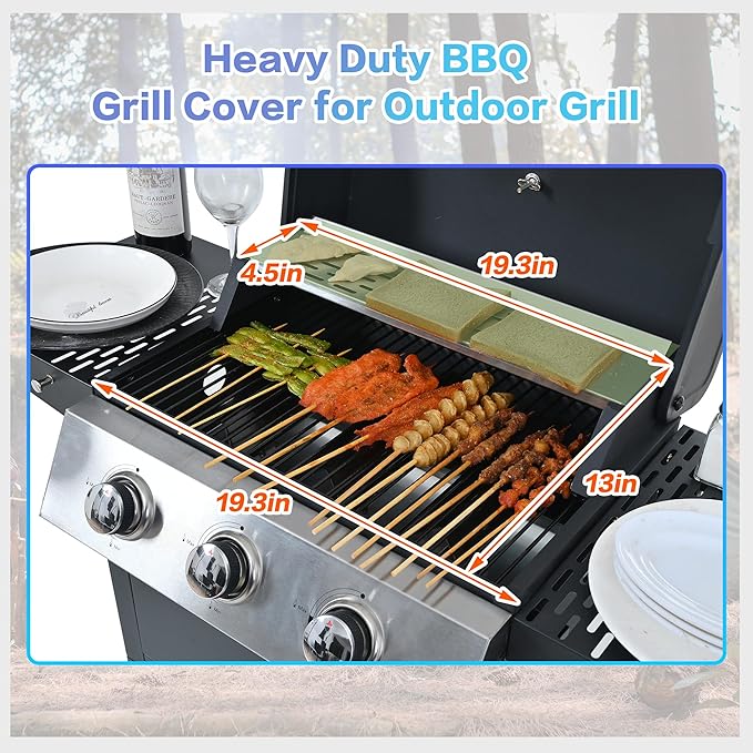 Propane Gas Grill 3 Burner Barbecue Grill, Stainless Steel 26,000 BTU Patio Garden Barbecue Grill with Two Foldable Shelves