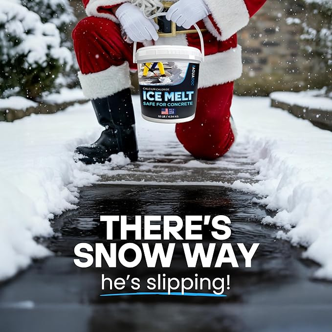 AquaDoc Ice Melt Safe for Concrete - Snow Salt & Rock Salt for Snow, Calcium Chloride Ice Melt for Driveway & Sidewalk Effective at -25°F, 10 Pounds