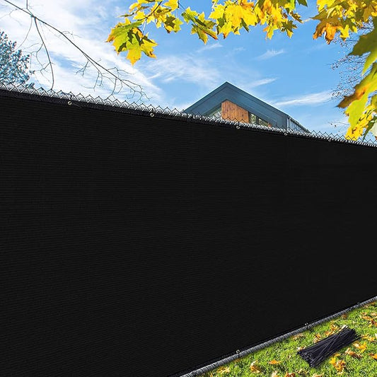 iCover 5x25ft Privacy Screen Fence, Outdoor Fencing Panels, Garden Windscreen Mesh Shade Sail Net Barrier, Include Reinforced Bindings and Brass Grommets Cable Zip Ties, Black